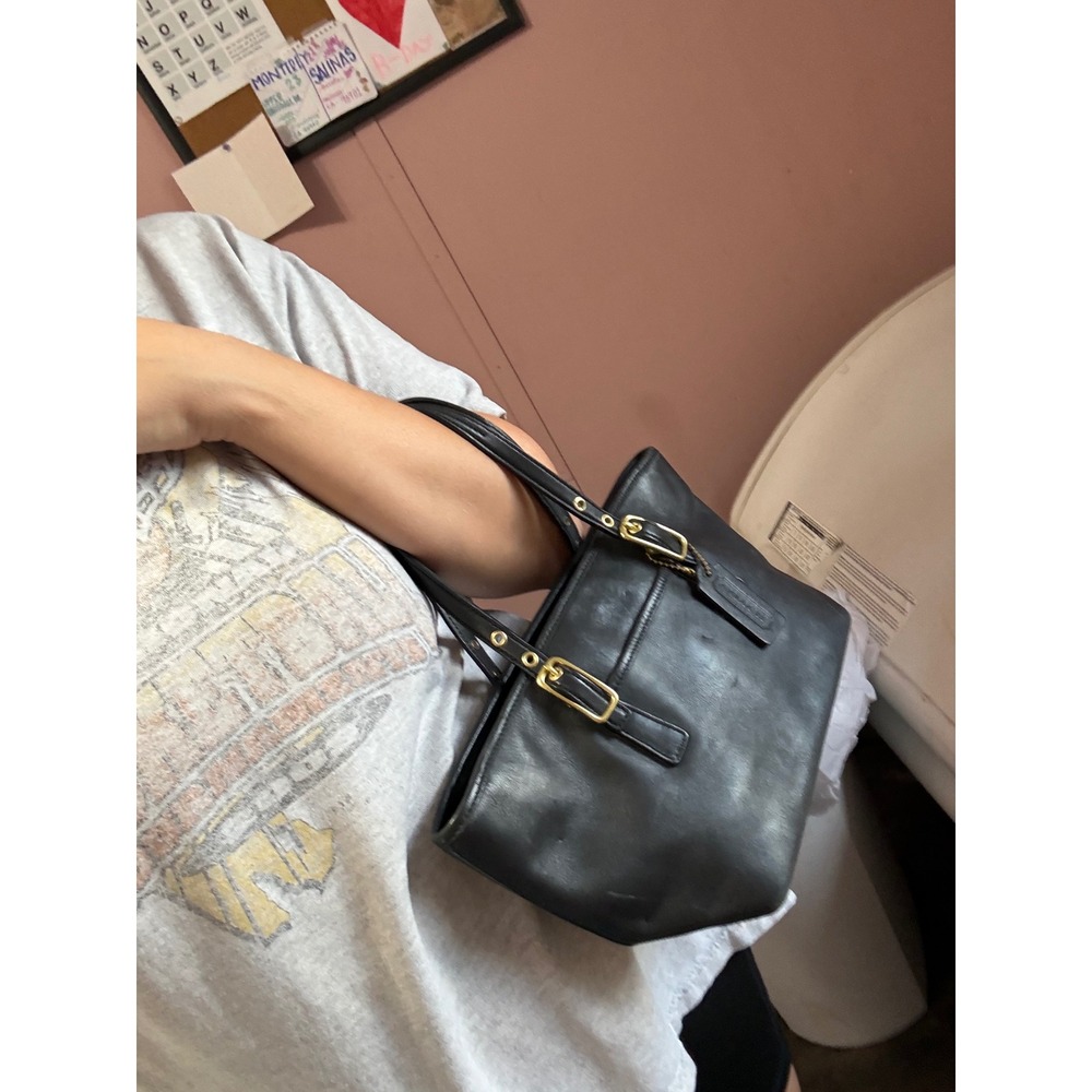 Coach Legacy Black Leather Tote Bag Brass Hardware L20-9545 Vintage - Picture 8 of 8